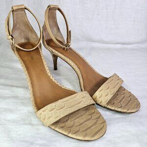Coach Marci 2.5” Kitten Heel Open Toe Ankle Strap Snakeskin Sandal Pump 8B Beige